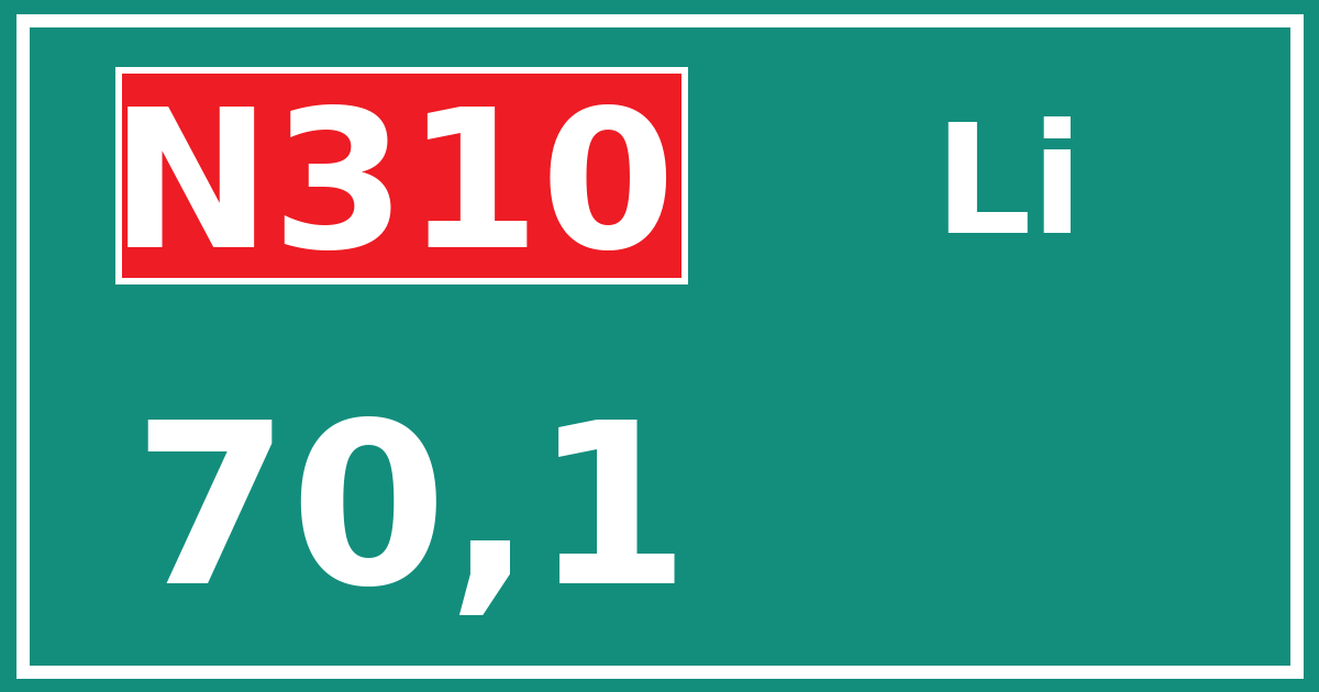 Hectometerbord N310 70,1 zijde Li