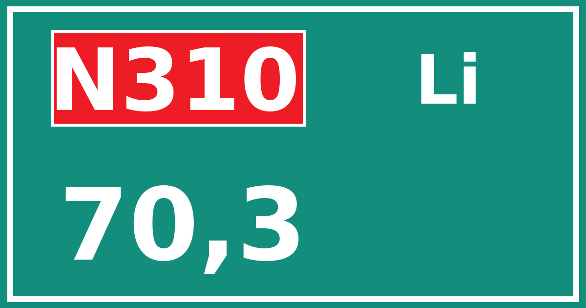 Hectometerbord N310 70,3 zijde Li