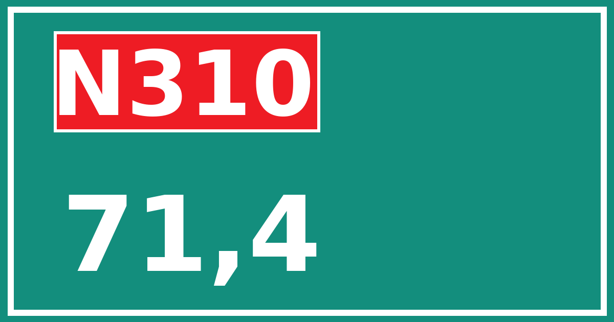 Hectometerbord N310 71,4
