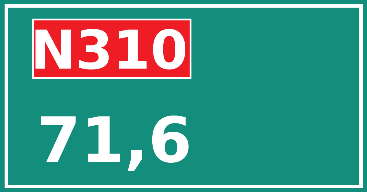 Hectometerbord N310 71,6