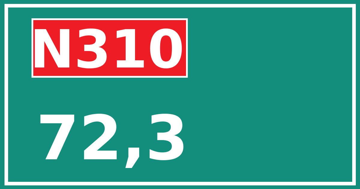 Hectometerbord N310 72,3