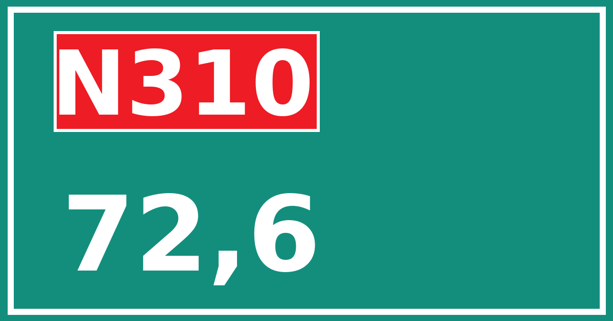 Hectometerbord N310 72,6