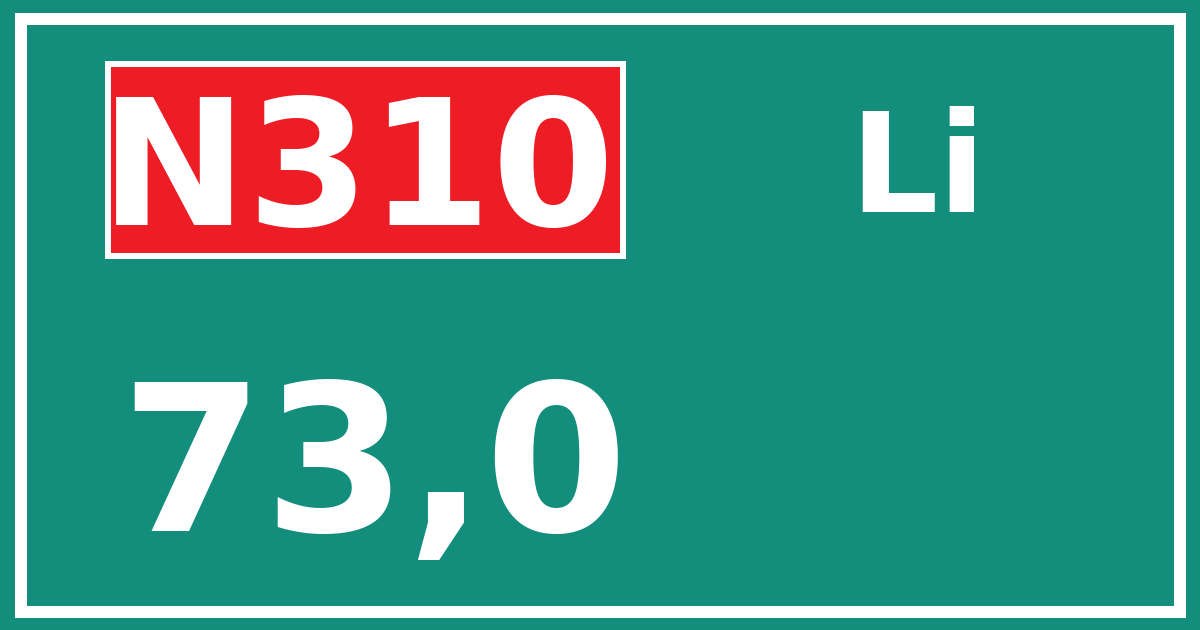 Hectometerbord N310 73,0 zijde Li
