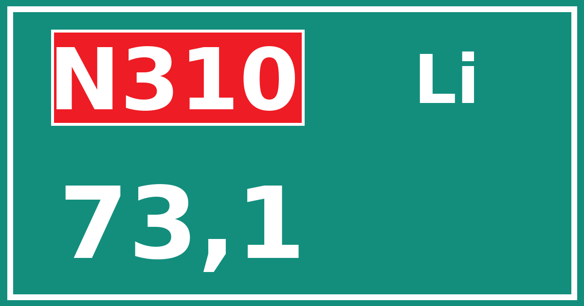 Hectometerbord N310 73,1 zijde Li