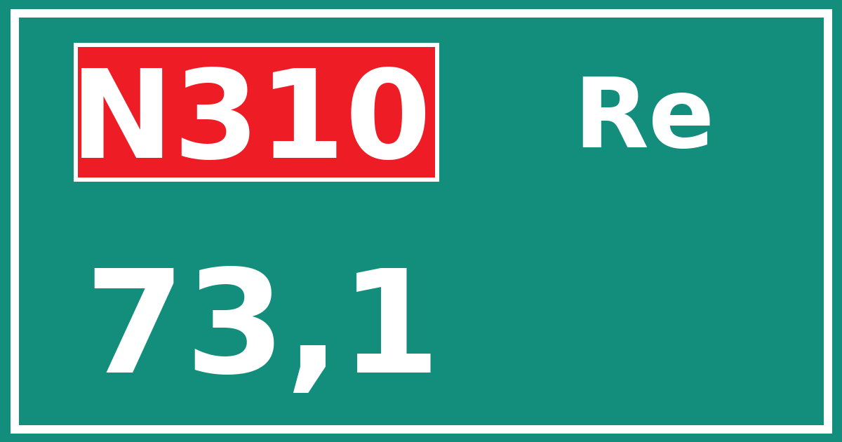 Hectometerbord N310 73,1 zijde Re