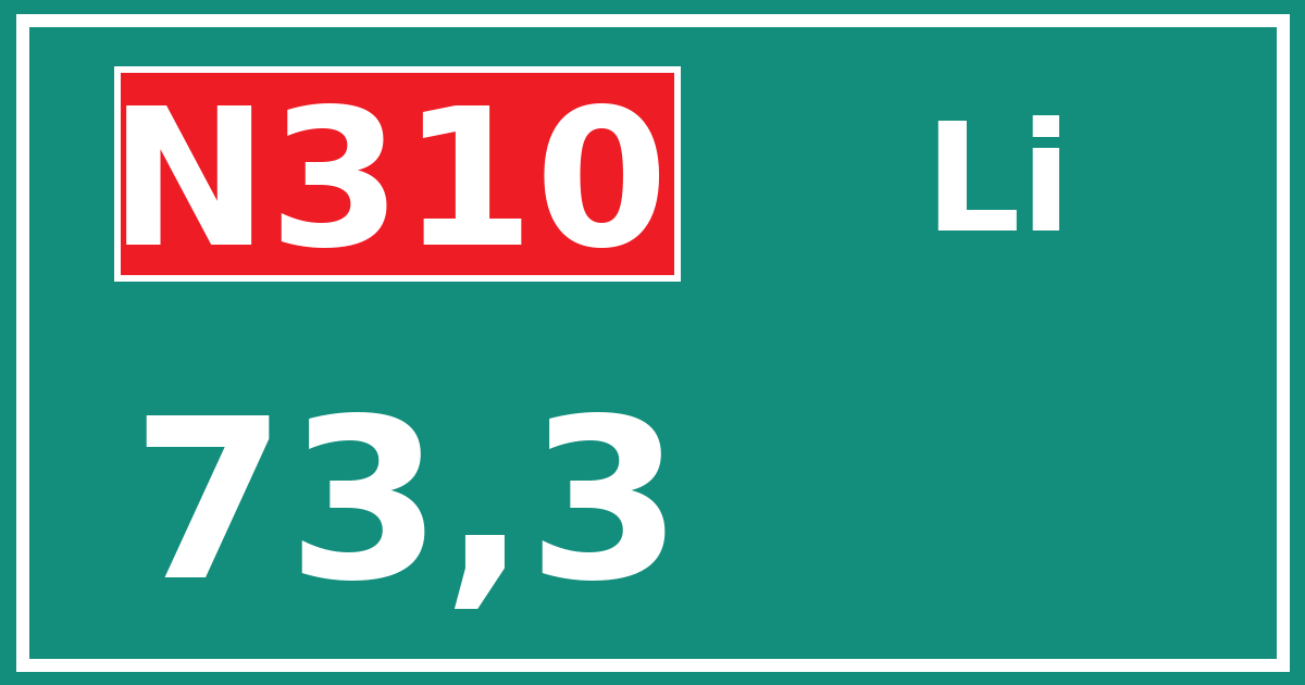 Hectometerbord N310 73,3 zijde Li