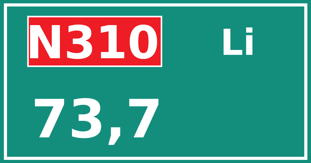Hectometerbord N310 73,7 zijde Li