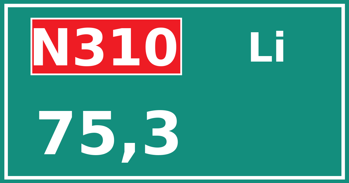 Hectometerbord N310 75,3 zijde Li