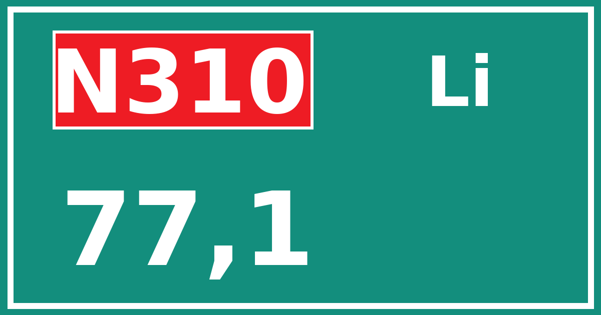 Hectometerbord N310 77,1 zijde Li
