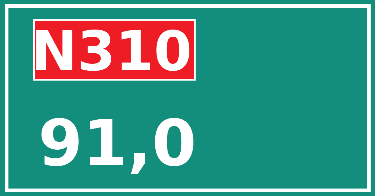 Hectometerbord N310 91,0