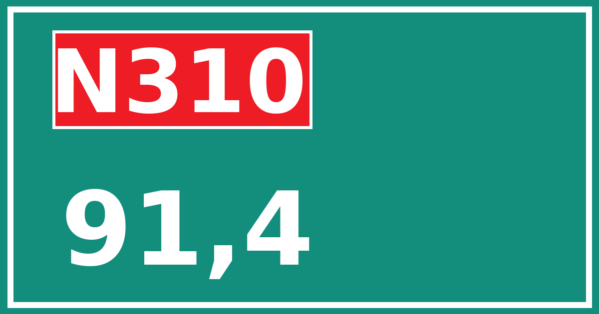 Hectometerbord N310 91,4