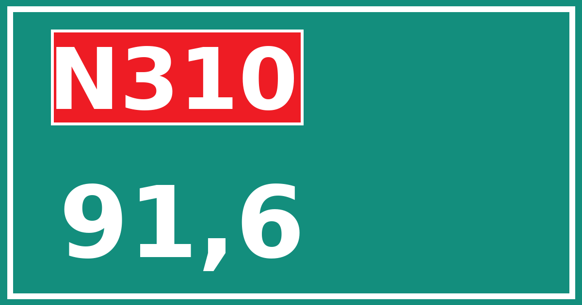 Hectometerbord N310 91,6