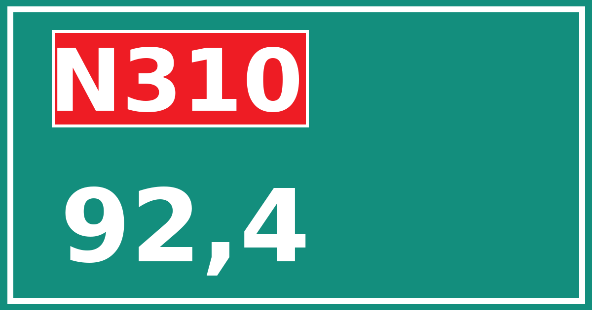 Hectometerbord N310 92,4