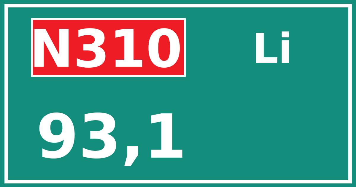 Hectometerbord N310 93,1 zijde Li