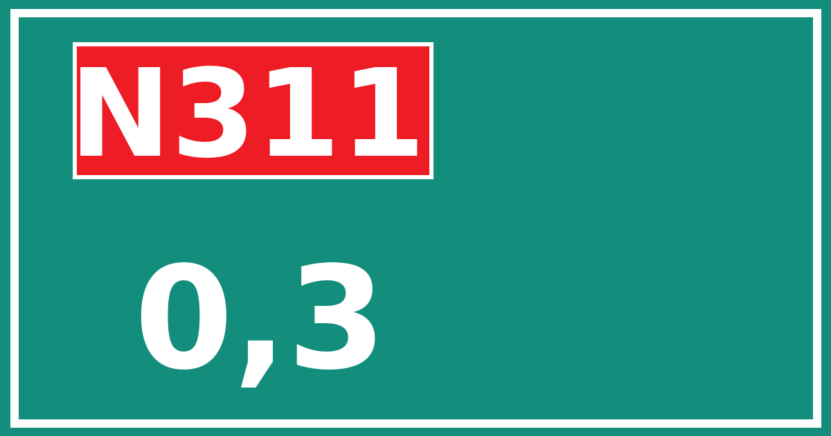 Hectometerbord N311 0,3