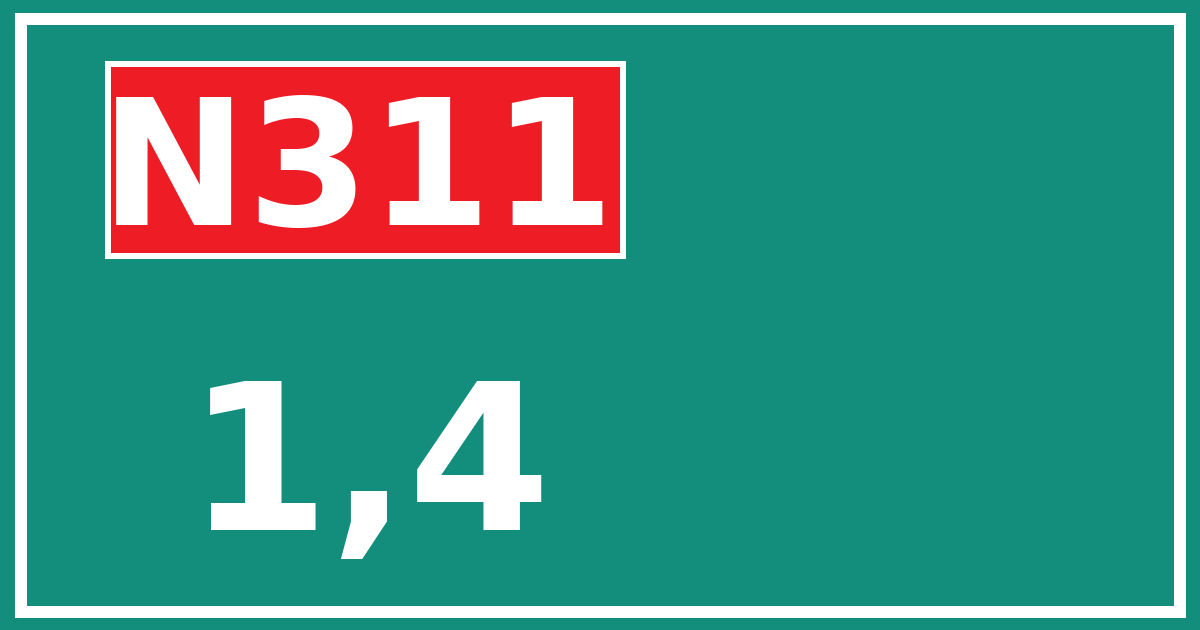 Hectometerbord N311 1,4