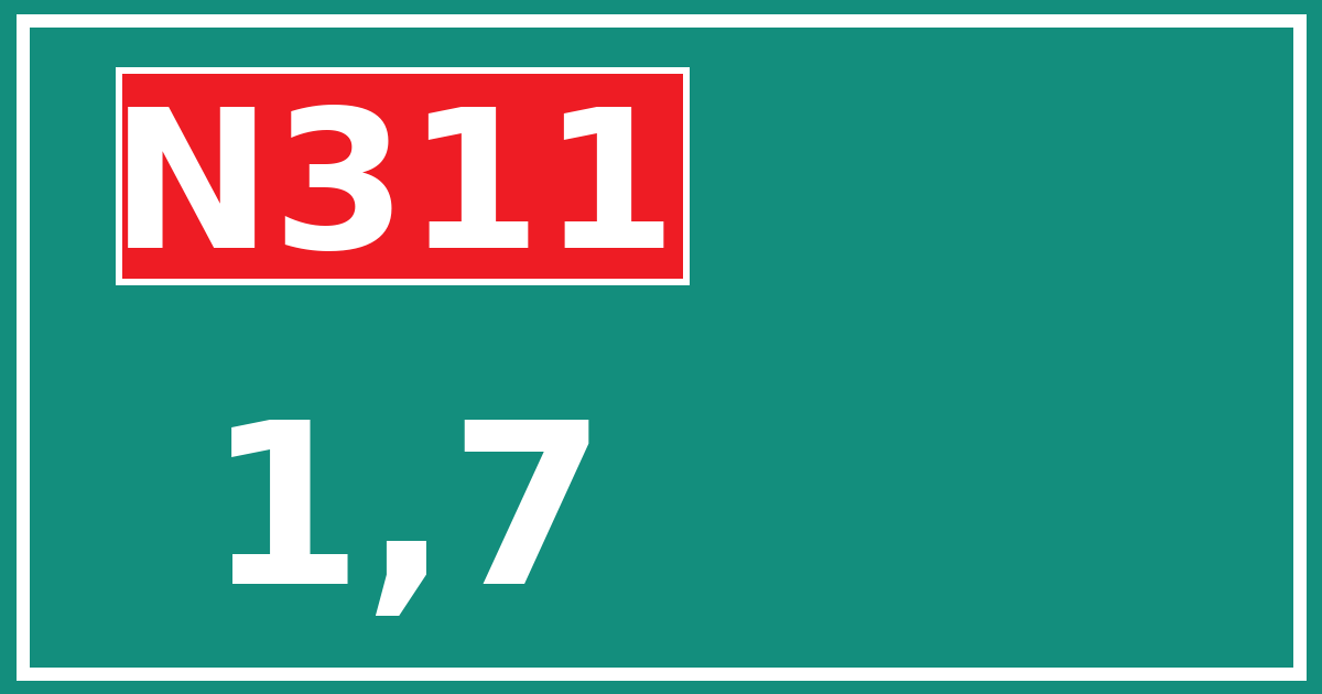 Hectometerbord N311 1,7