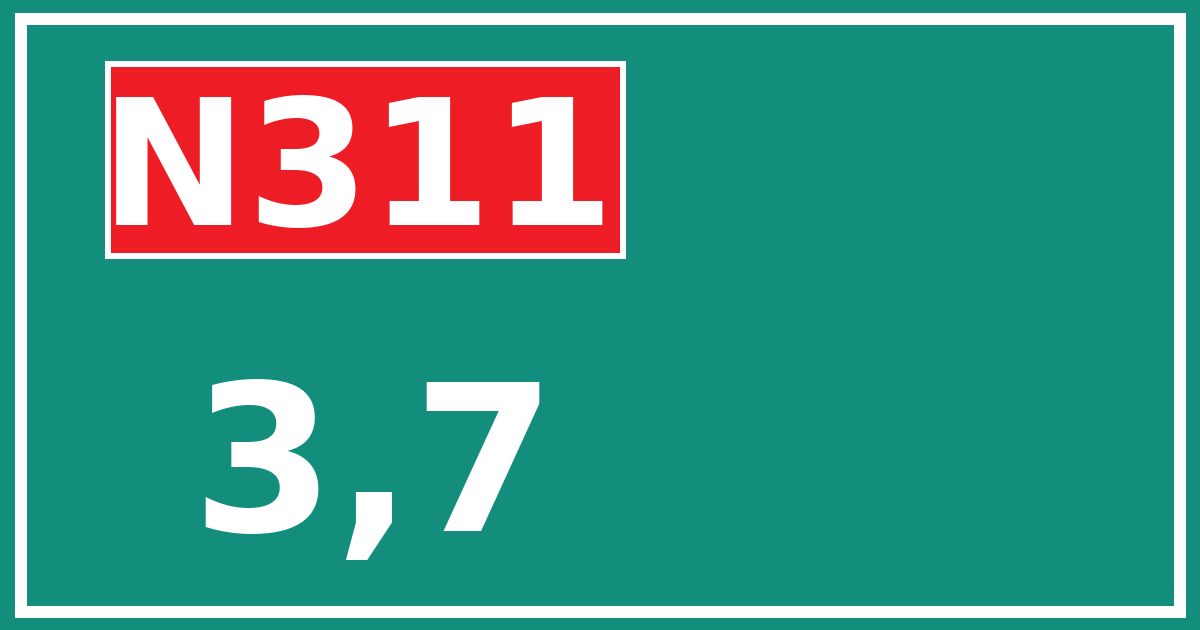 Hectometerbord N311 3,7