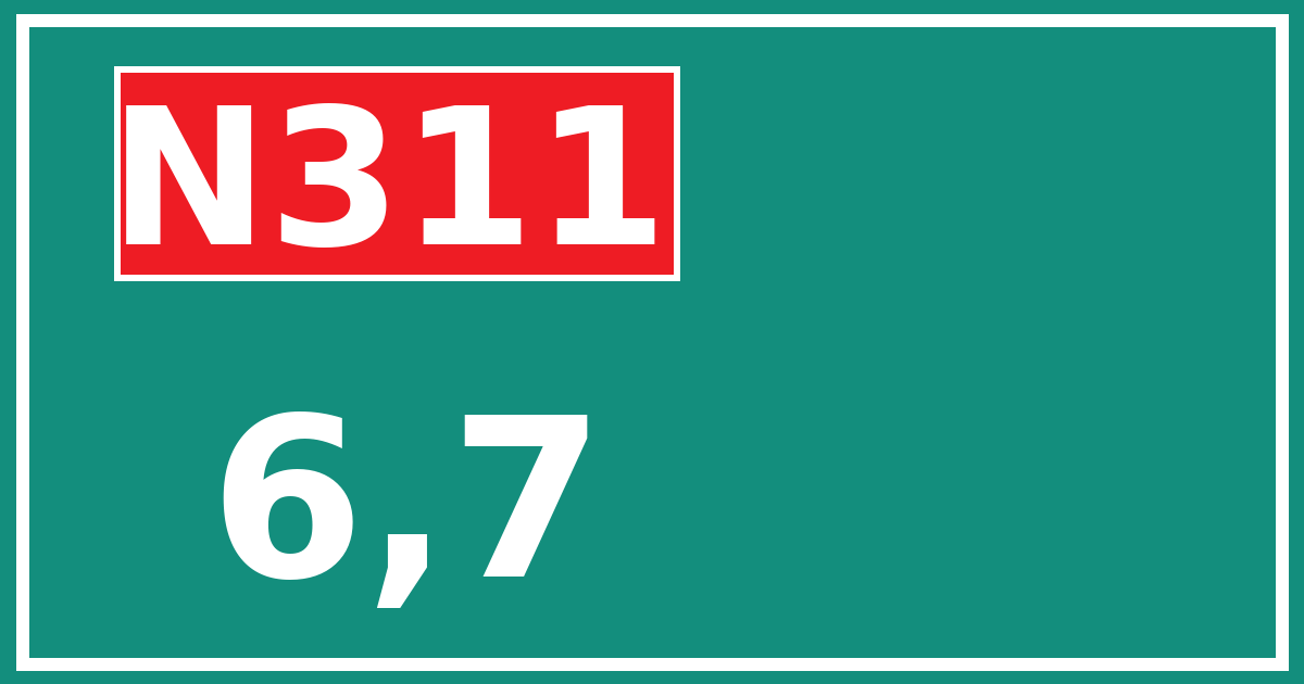 Hectometerbord N311 6,7