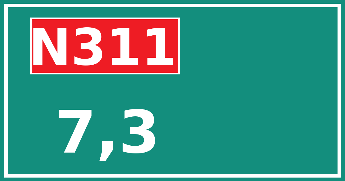 Hectometerbord N311 7,3