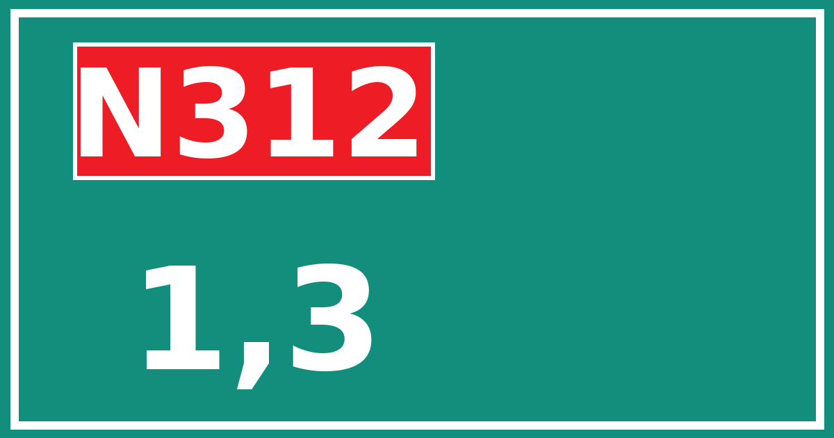 Hectometerbord N312 1,3