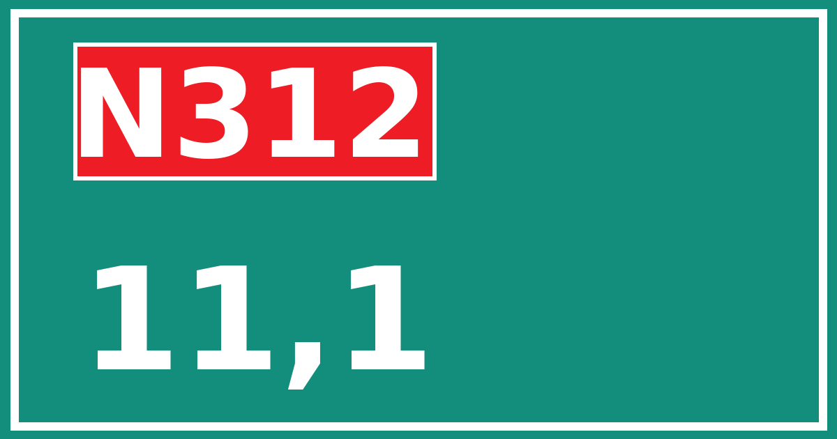 Hectometerbord N312 11,1