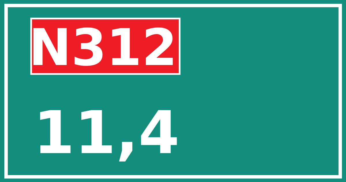Hectometerbord N312 11,4