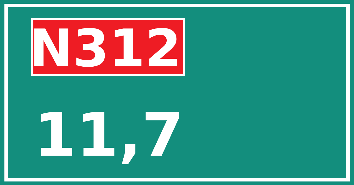 Hectometerbord N312 11,7