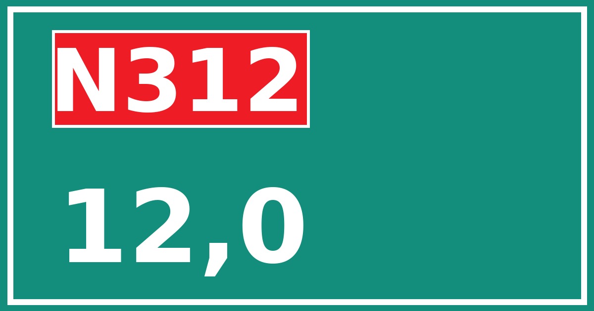 Hectometerbord N312 12,0