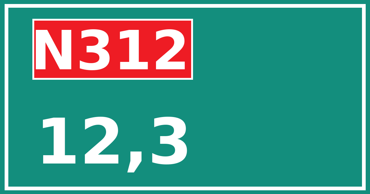 Hectometerbord N312 12,3