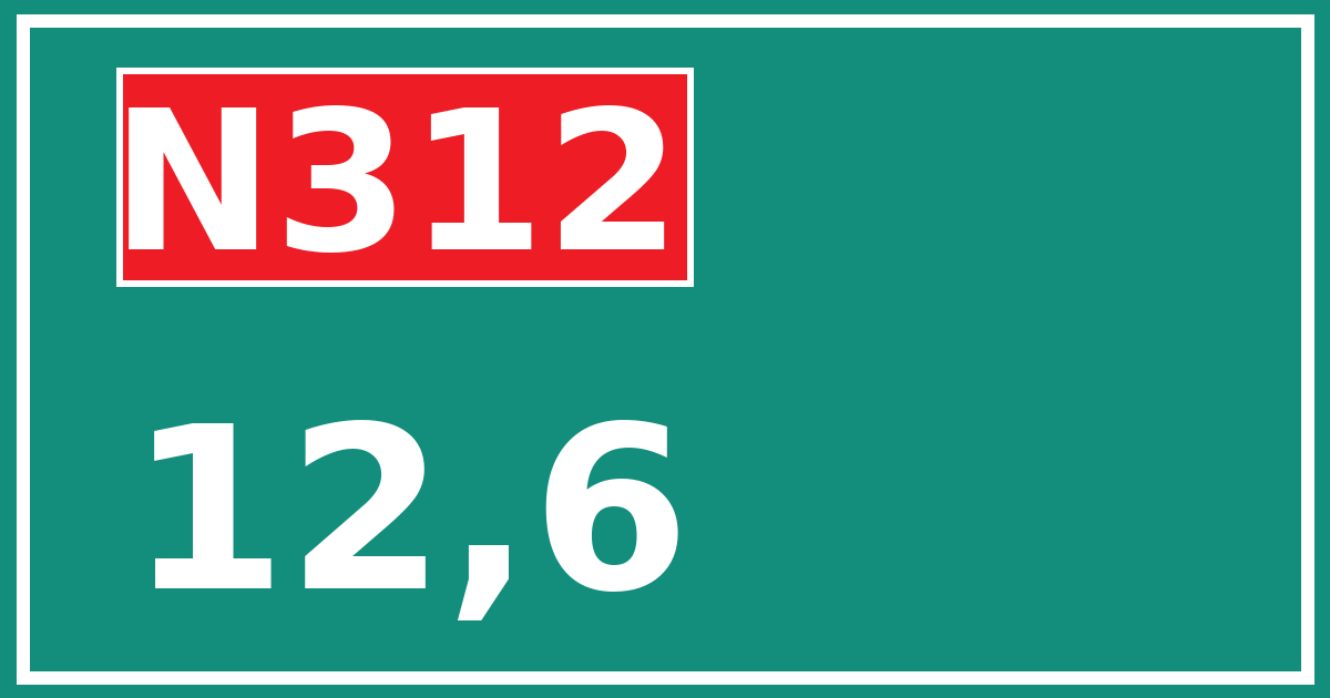 Hectometerbord N312 12,6