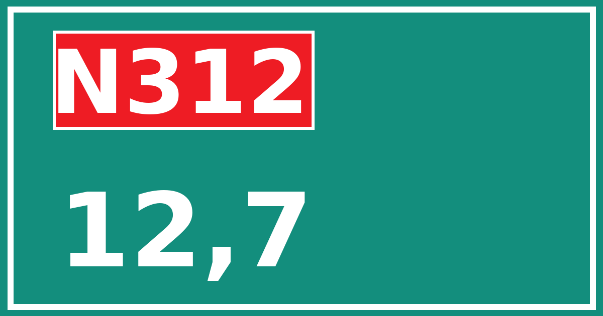 Hectometerbord N312 12,7