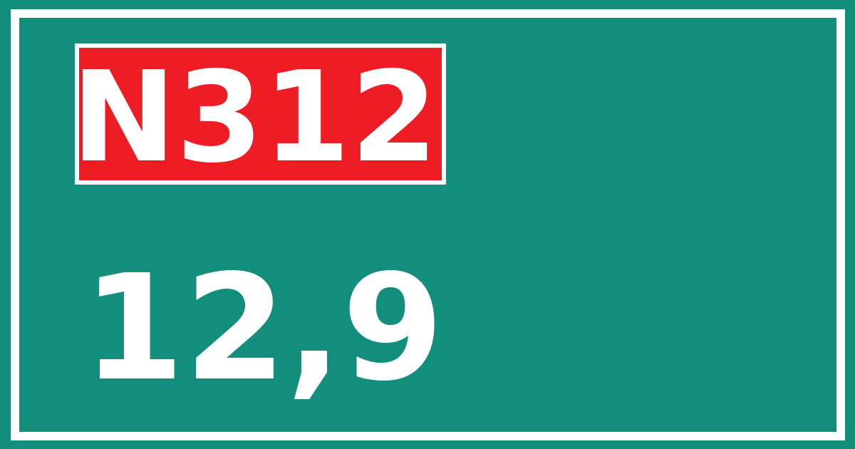 Hectometerbord N312 12,9