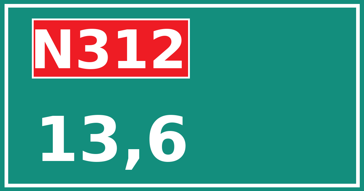 Hectometerbord N312 13,6