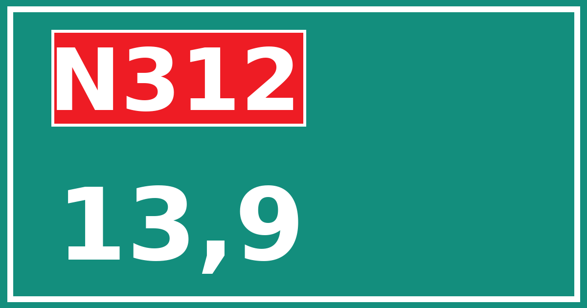 Hectometerbord N312 13,9