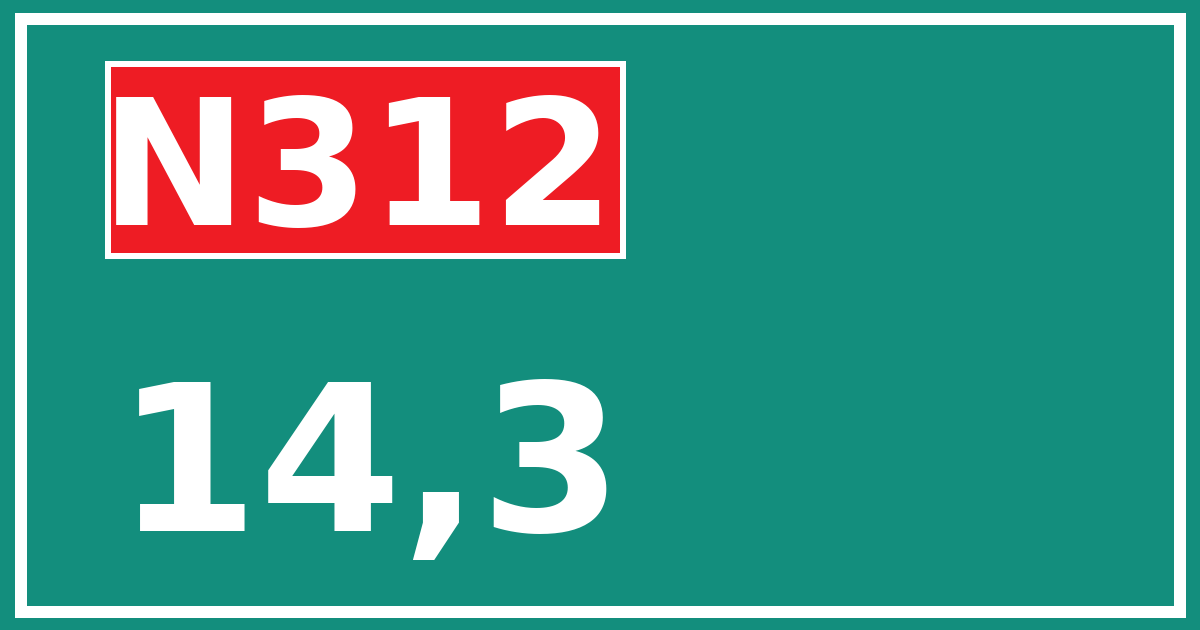 Hectometerbord N312 14,3