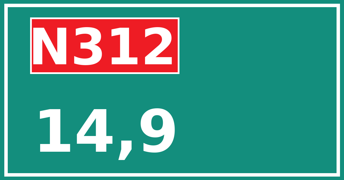 Hectometerbord N312 14,9