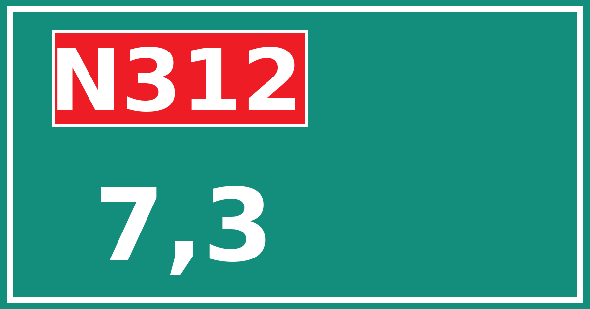 Hectometerbord N312 7,3
