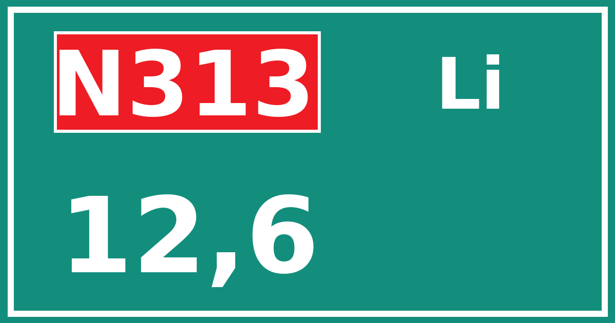 Hectometerbord N313 12,6 zijde Li