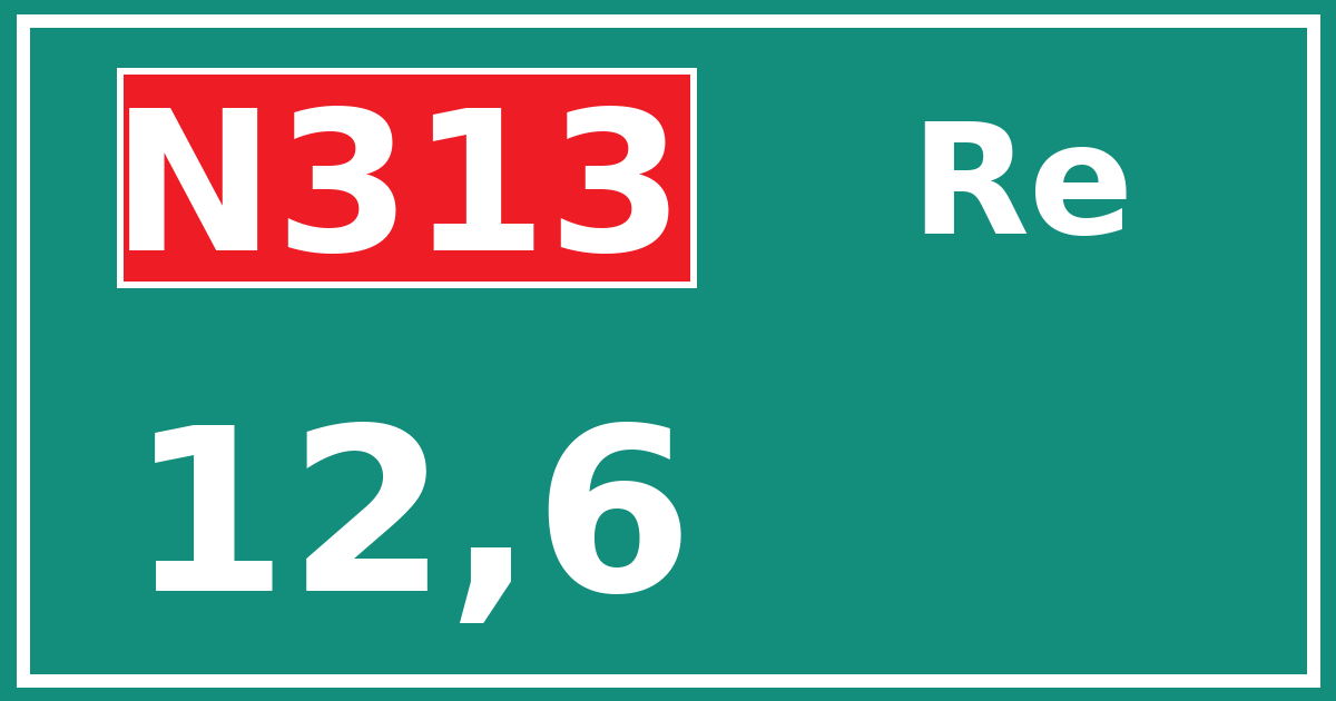 Hectometerbord N313 12,6 zijde Re