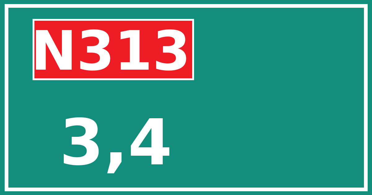Hectometerbord N313 3,4
