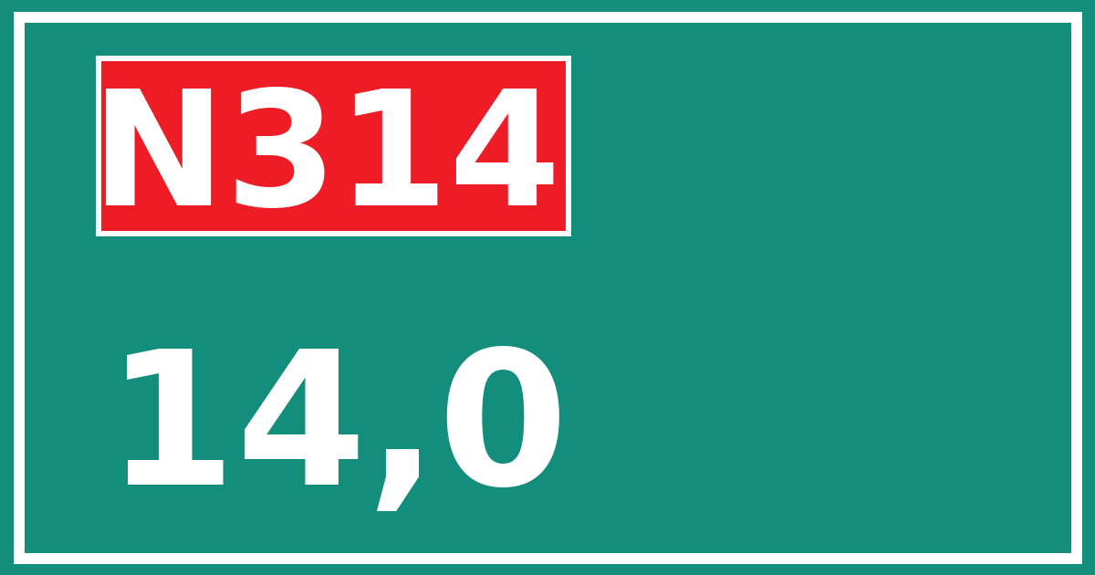 Hectometerbord N314 14,0