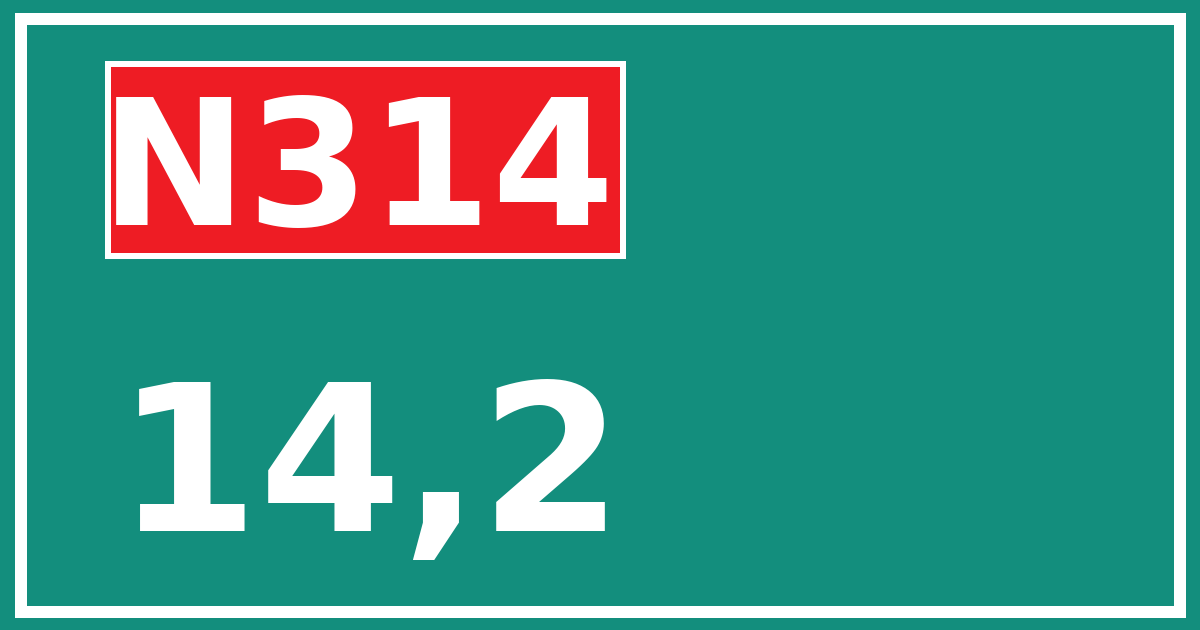 Hectometerbord N314 14,2