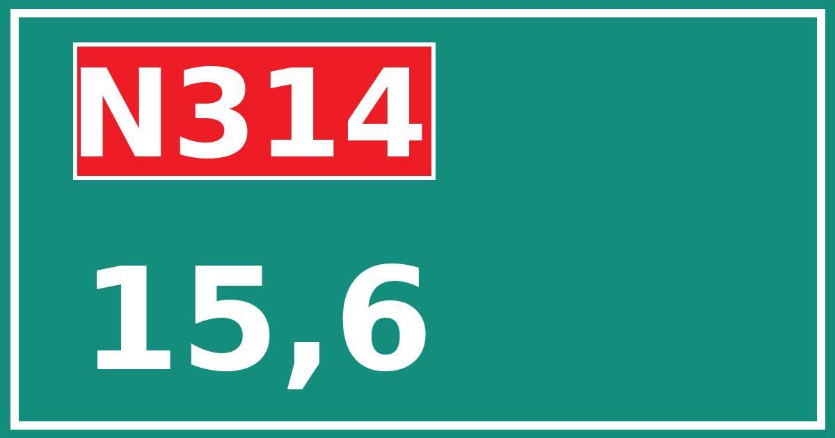 Hectometerbord N314 15,6
