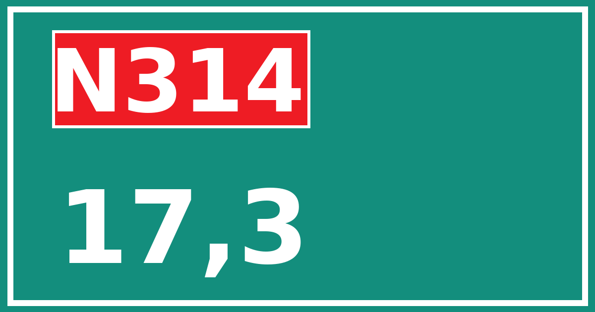 Hectometerbord N314 17,3