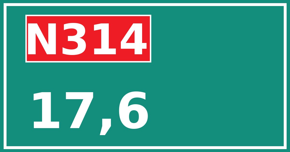 Hectometerbord N314 17,6