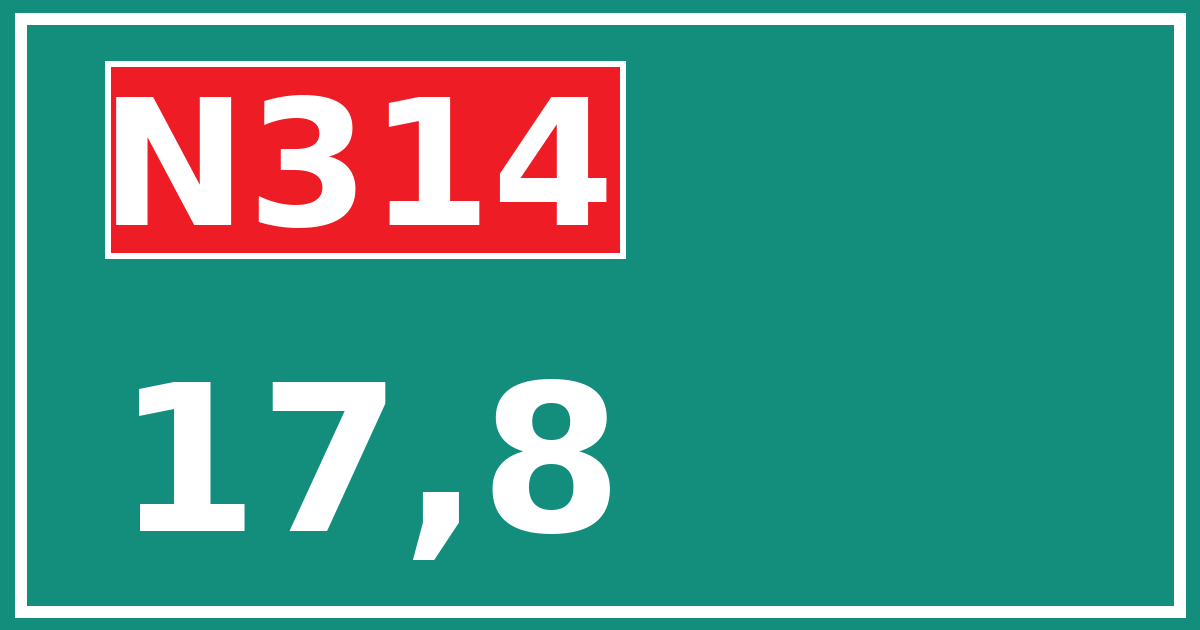 Hectometerbord N314 17,8