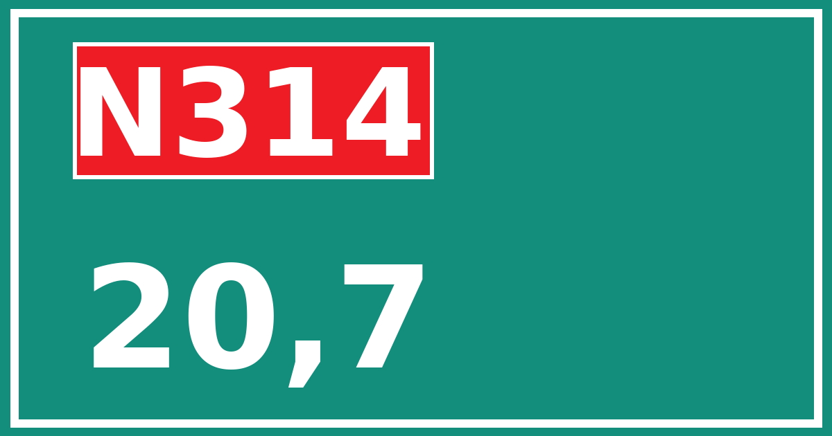 Hectometerbord N314 20,7