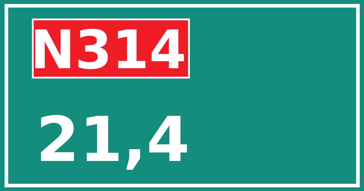 Hectometerbord N314 21,4