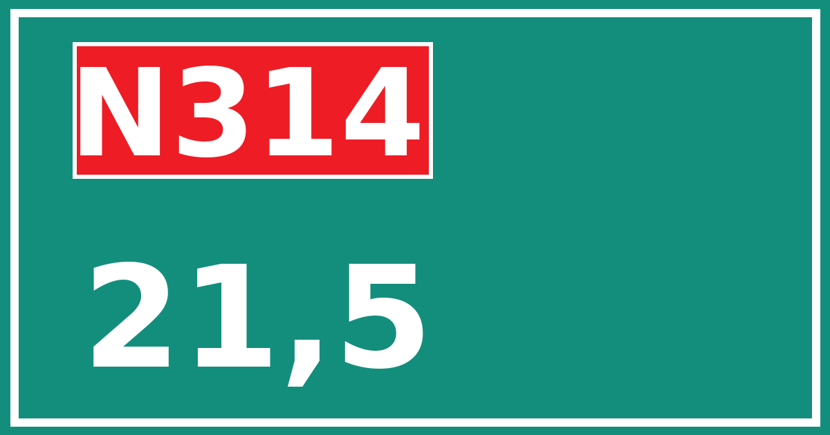 Hectometerbord N314 21,5